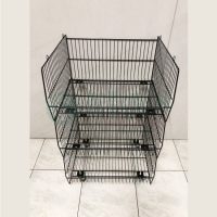 黑色置物斜口籃加輪-WS2