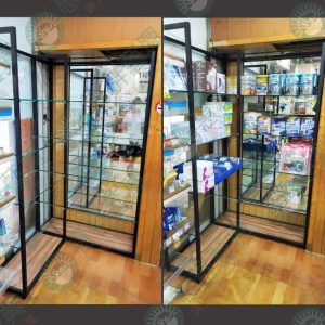 工業風細框玻璃層板展示架