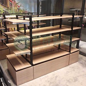 原木系黑框展示中島櫃架