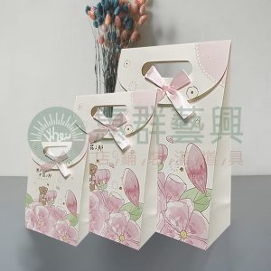 小熊與花淺色翻蓋紙袋-大/中/小