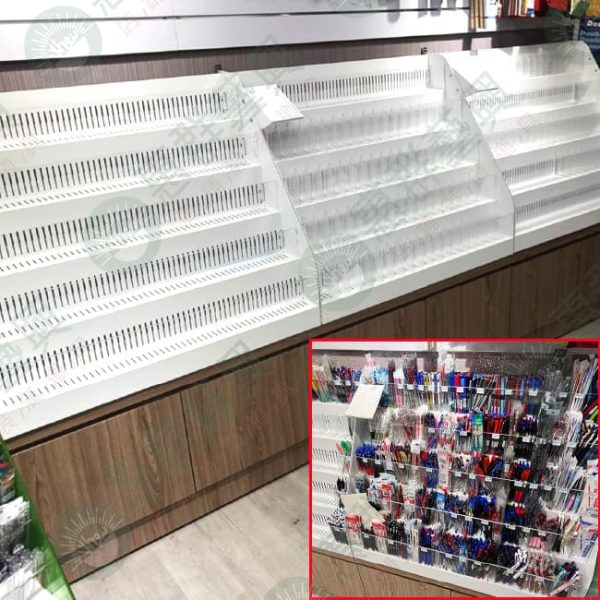 ws【客製】鐵製烤漆白 筆陳列架木壁櫃-02