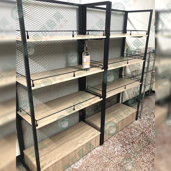 WS工業風黑框菱格網壁面層板架-06