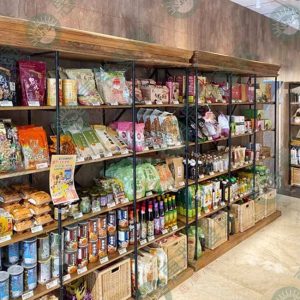 復古風上下造型木座細黑框木層板展示架