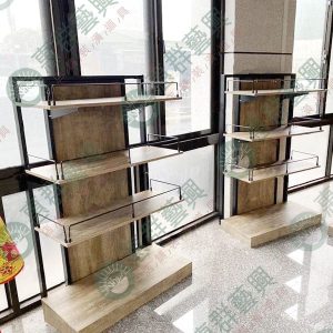 壁面木背板黑框展示層板架