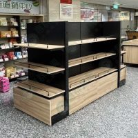 雙面洞洞板木層板矮櫃中島架.端架-黑ws-17