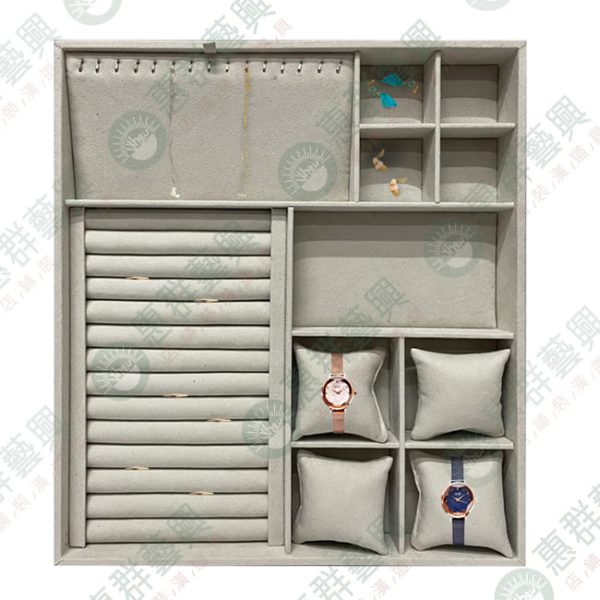 【客製】質感淺米色麂皮飾品盤D-1-01