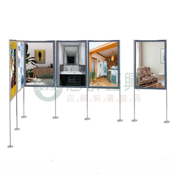 不鏽鋼平面盤雙面屏風展示板W-720K-01