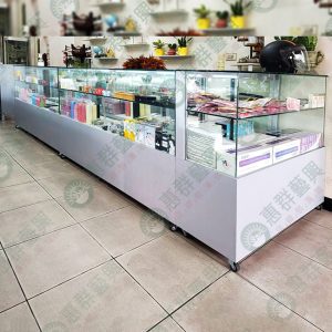 直角L型雙層玻璃展示櫃