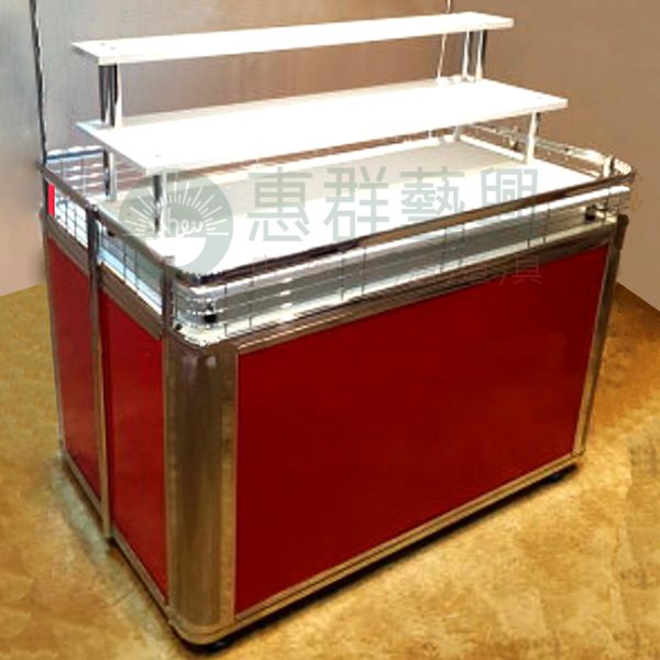 收納式花車三層梯型展示架(有輪)-01