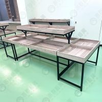 0WS簡約中島黑框多格平面雙層蔬果架-09-08