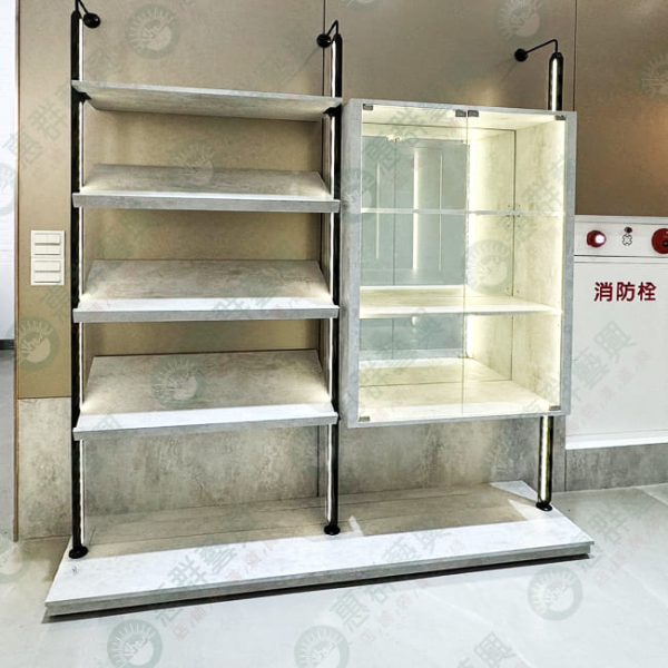 WS簡約斜面燈柱壁面玻璃櫃展示架S-3-01
