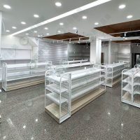 弧形側井網鐵槽板背板中島架WS-04