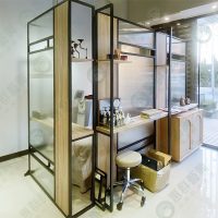 00ws複合式ㄇ型陳列屏風架(木板.長虹玻璃)-05