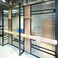 WS0複合式ㄇ型陳列屏風架(木板.長虹玻璃)-03