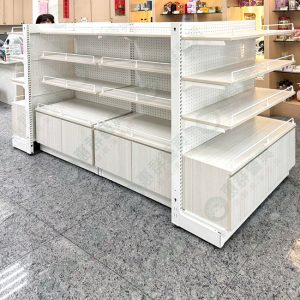 雙面洞板木層板底櫃中島架/端架