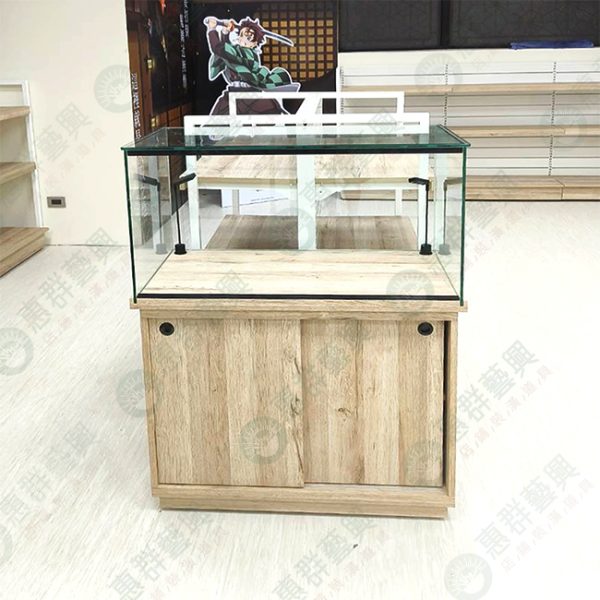 WS小型玻璃展示櫃(木底櫃.側推拉)-01