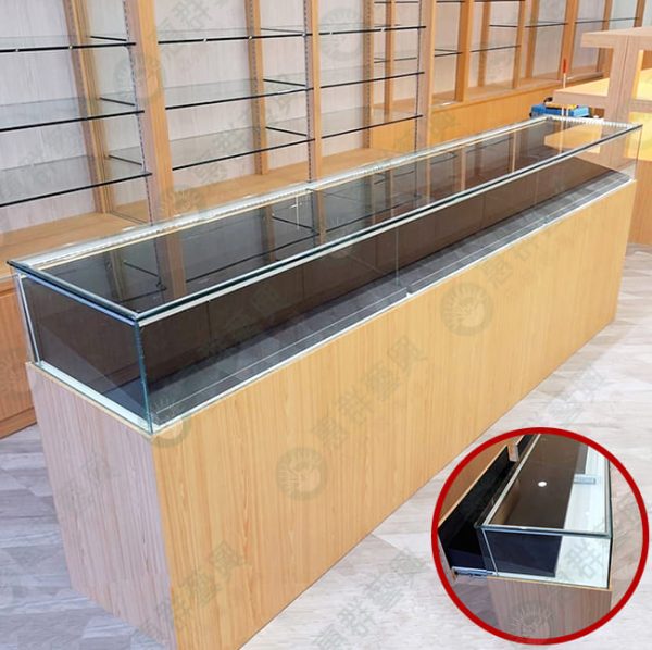 WS小型木櫃玻璃展示櫃(拖盤式)-01