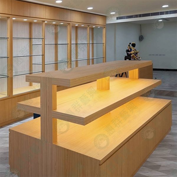 WS木製三層階梯陳列底櫃台-03