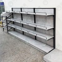 壁面木背板黑框木層板架-清水模-02