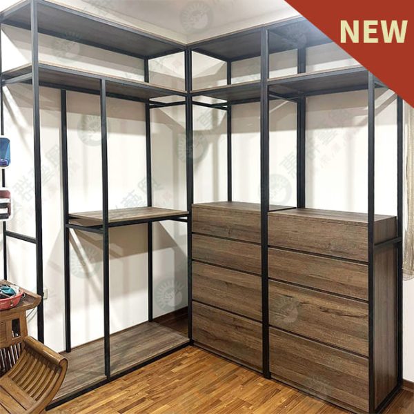 WS工業風置物層板、吊衣桿陳列架-01