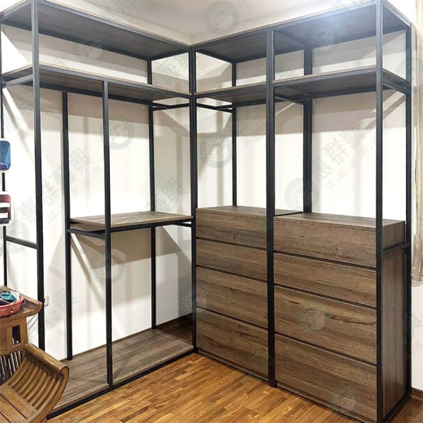 WS工業風置物層板、吊衣桿陳列架-03