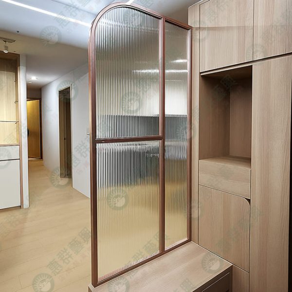 WS玫瑰金弧形鐵框屏風WSP367-01