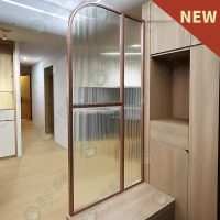 WS玫瑰金弧形鐵框屏風WSP367-04