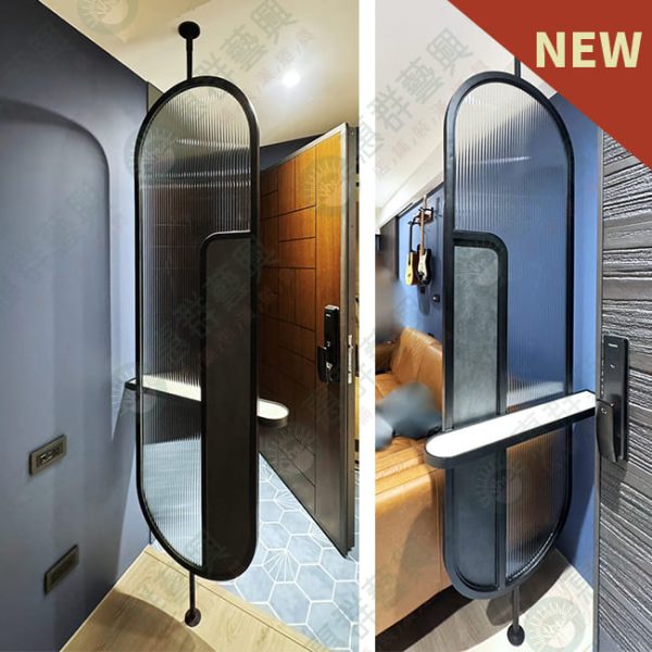 WS造型黑框圓弧層板屏風-04