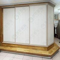 ws地軌式鋁框拉門(奶茶框+木板)WSP382-01