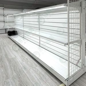 弧形側井網鐵槽板背板中島架(LED燈條)