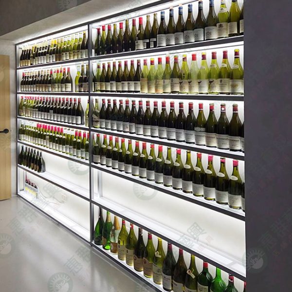 WS壁面烤漆灰酒品陳列架(LED燈條)-01