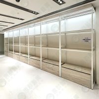 WS壁面層板展示壁櫃架(含LED燈條)-01
