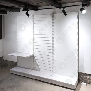 壁面複合式背板展示架(白砂鐵背板/鐵槽板)