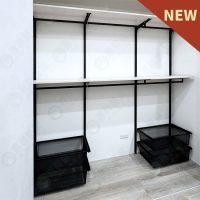 WS多功能住家更衣間展示間.金屬衣櫃(木層板)W57-03
